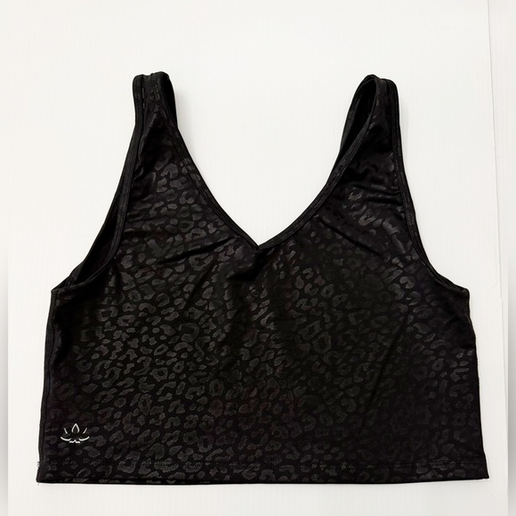 Beyond Yoga Back Flip Black Leopard Sports Bra Cropped Tank - XL - Picture 3 of 9
